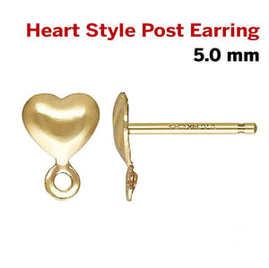 14k Gold Filled Heart-Shape Post Earring With Ring, 5.0 mm, (GF-768)