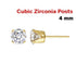 14k Gold Filled White CZ Post Earring, Extra Bright, 4.0 mm, (GF-769-4)
