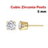 14k Gold Filled White CZ Post Earring, Extra Bright, 5.0 mm, (GF-569-5)