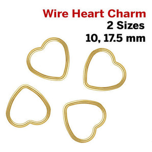 14k Gold Filled wire Heart Charm Closed Jump Ring, 2 Sizes - 10 mm & 17.5 mm, 4 Pieces Pack (GF-773)