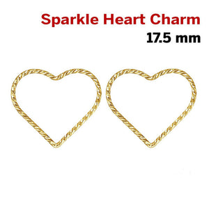 14k Gold Filled Wire Heart Sparkle Jump Ring Closed, 17.5 mm, (GF-776)