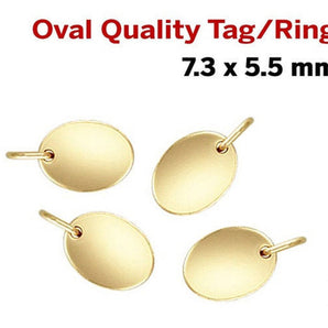 14k Gold Filled Oval Quality Tag With Ring, 7.3x5.5 mm, (GF-780)