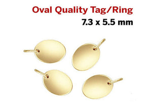 14k Gold Filled Oval Quality Tag With Ring, 7.3x5.5 mm, (GF-780)