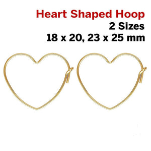 14k Gold Filled Heart Shaped Hoop, 2 Sizes, (GF-790)