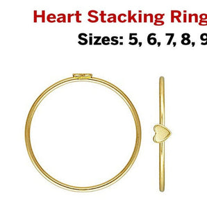 14k Gold Filled Heart Stacking Ring, 3.5 mm, (GF-798)