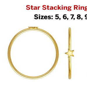 14k Gold Filled Star Stacking Ring, 3.5 mm, (GF-803)