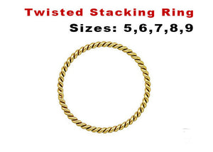 14k Gold Filled Twisted Stacking Ring, (GF-804)
