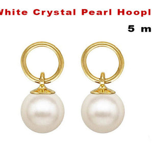 14K Gold Filled, White Crystal Pearl Hooplet, 5.0mm, (GF-818)