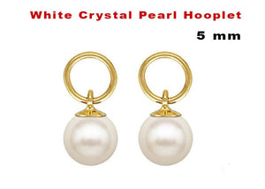 14K Gold Filled, White Crystal Pearl Hooplet, 5.0mm, (GF-818)