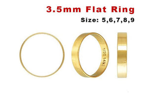 14K Gold Filled 3.5 mm Flat Ring, 3-9 mm, (GF-826)