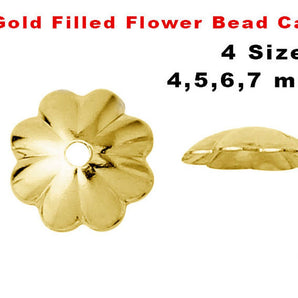 14k Gold Filled Flower Bead Cap, 4 Sizes, (GF-835)