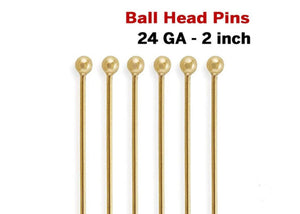 14K Gold Filled Ball Head Pin, 2 Inch 24 GA, (GF-B24-2)