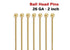 14K Gold Filled Ball Head Pins, 2 Inch, 26 GA, (GF-B26-2)