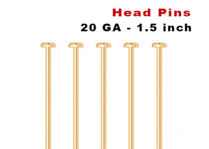 14k Gold Filled Head Pins, 1.5 Inch 20 GA, (GF-H20-1.5)