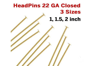 14k Gold Filled Head Pins 22 GA Closed, 3 Sizes, (GF-H22)