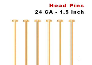 14k Gold Filled Head Pins, 24 GA, 1.5 Inch, (GF-H24-1.5)