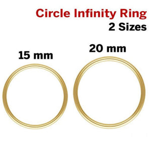 14k Gold Filled Circle infinity Rings, 2 Sizes CL, (GF-JR18)