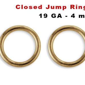 14K Gold Filled Closed Jump Rings, 4 mm 19 GA, (GF-JR19-4C)