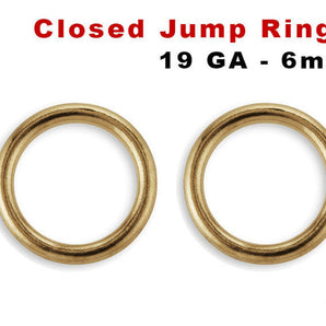 14K Gold Filled Closed Jump Rings, 6 mm 19 GA, (GF-JR19-6C)