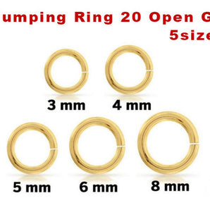 14k Gold Filled Jump Ring 20 Open GA, 5 Sizes, (GF-JR20-O)