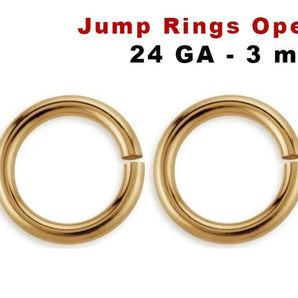 50 Pcs, 14K Gold Filled 3mm Open Jump Rings, 24 Gauge Click & Lock Jump Rings, (GF-JR24-3)