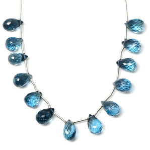 Natural London Blue Topaz Faceted Tear Drops, 5x7-6x9mm, Rich Color, Topaz Gemstone Beads, (LBT-TR-5x7-6x9)(514)
