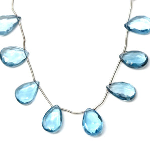 Natural London Blue Topaz Faceted Pear Drops, 9x14-10x15mm, Topaz Gemstone Beads, Rich Color, (LBT-PR-10x15)(515)
