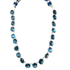 Natural London Blue Topaz Faceted Onion Drops, 6-7 mm, Rich Color, Topaz Gemstone Beads, (LBT-ON-6-7)(516)