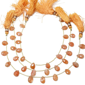 Natural Sunstone Faceted Pear Drops, 6x9-7x10 mm, (SST-PR-6x9)(517)