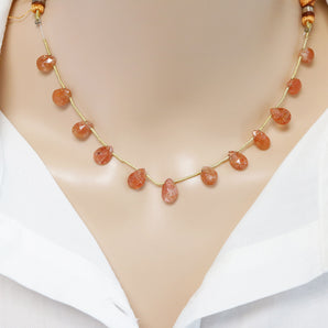 Natural Sunstone Faceted Pear Drops, 6x9-7x10 mm, (SST-PR-6x9)(517)