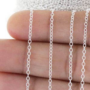 Sterling Silver Fine Flat Oval Cable Chain, 2x1.4 mm, (SS-053)