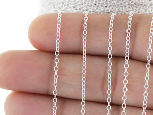 Sterling Silver Fine Flat Oval Cable Chain, 2x1.4 mm, (SS-053)