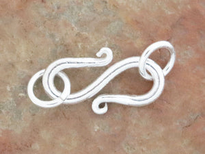 Brushed Silver ''S'' Hook Clasp w/ 2 Rings, (BR-6481)