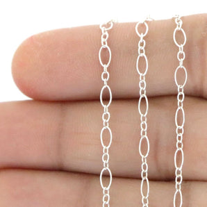 Sterling Silver Long and Short Cable Chain, 4x2 mm Links, (SS-079)
