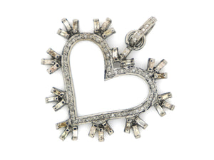 Pave Diamonds Heart w/ baguettes Pendant, (DPL-2346) - Beadspoint