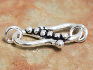 Bali Sterling Silver handmade Fancy S Hook with 2 Rings, (BA-5129)