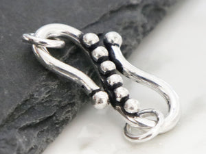 Bali Sterling Silver handmade Fancy S Hook with 2 Rings, (BA-5129)