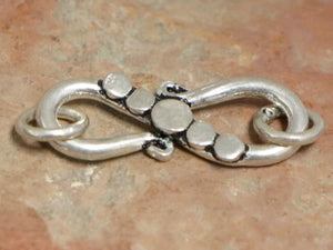 Bali Sterling Silver handmade Fancy S Hook with 2 Rings, (BA-5131)