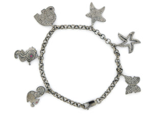 Pave Diamond Wild Life Inspired Charm Bracelet, (DBG-58) - Beadspoint