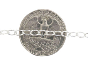 Sterling Silver Oval Textured Pattern Cable Chain, 5x3.5 mm, (SS-097)