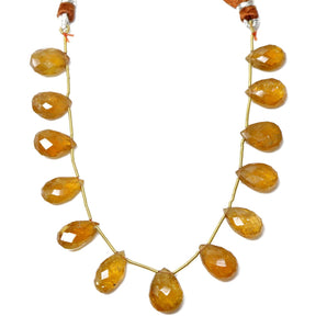 Natural Sunstone Faceted Pear Drops, 8x12-9x14 mm, Rich Color, Sunstone Gemstone Beads, (SST-PR-8x12-9x14)(521)