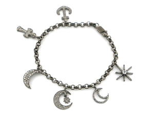 Pave Diamond Life Symbols Charms Bracelet, (DBG-61) - Beadspoint