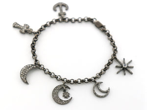 Pave Diamond Life Symbols Charms Bracelet, (DBG-61) - Beadspoint