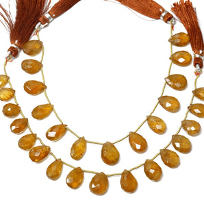 Natural Sunstone Faceted Pear Drops, 8x12-9x14 mm, Rich Color, Sunstone Gemstone Beads, (SST-PR-8x12-9x14)(521)