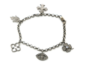 Pave Diamond Lucky Amulet Charm Bracelet, (DBG-60) - Beadspoint