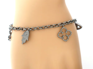Pave Diamond Lucky Amulet Charm Bracelet, (DBG-60) - Beadspoint