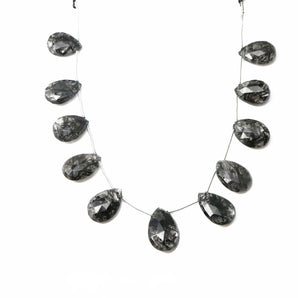 Natural Black Rutile Faceted Pear Drops, 9x12-12x15 mm, Rich Color, Rutile Gemstone Beads, (RTB-PR-9x12)(523)