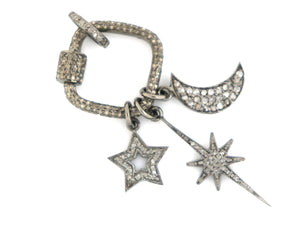 Pave Diamonds Carabiner Charm Pendant w/ Chain Ring, (DPL-2338) - Beadspoint