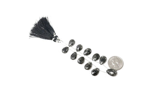 Natural Black Rutile Faceted Pear Drops, 9x12-12x15 mm, Rich Color, Rutile Gemstone Beads, (RTB-PR-9x12)(523)