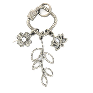 Pave Diamonds Carabiner Charm Pendant w/ Chain Ring, (DPL-2342) - Beadspoint